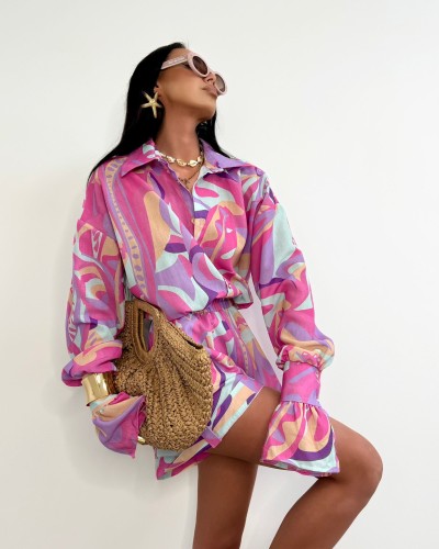 Komplet kolorowy koszula + spodenki La Milla multi kolor