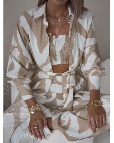 Komplet trzyczęściowy Scarlett biały z beżem