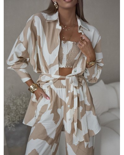 Komplet trzyczęściowy Scarlett biały z beżem