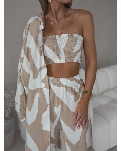 Komplet trzyczęściowy Scarlett biały z beżem