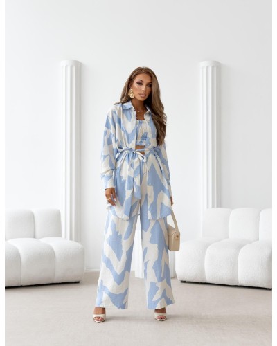 Komplet trzyczęściowy Scarlett biały z błękitem