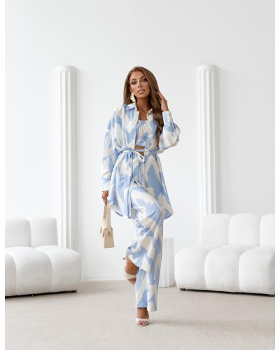 Komplet trzyczęściowy Scarlett biały z błękitem