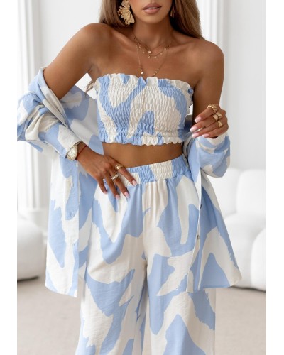 Komplet trzyczęściowy Scarlett biały z błękitem