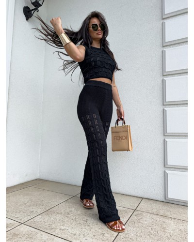 Komplet ażurowy By me czarny