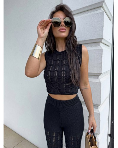 Komplet ażurowy By me czarny