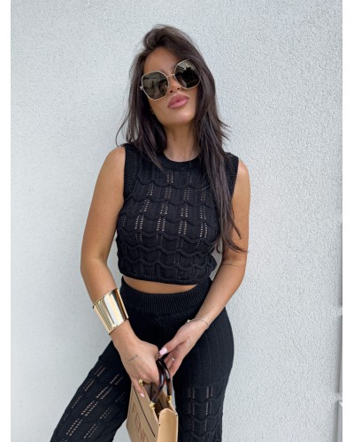 Komplet ażurowy By me czarny