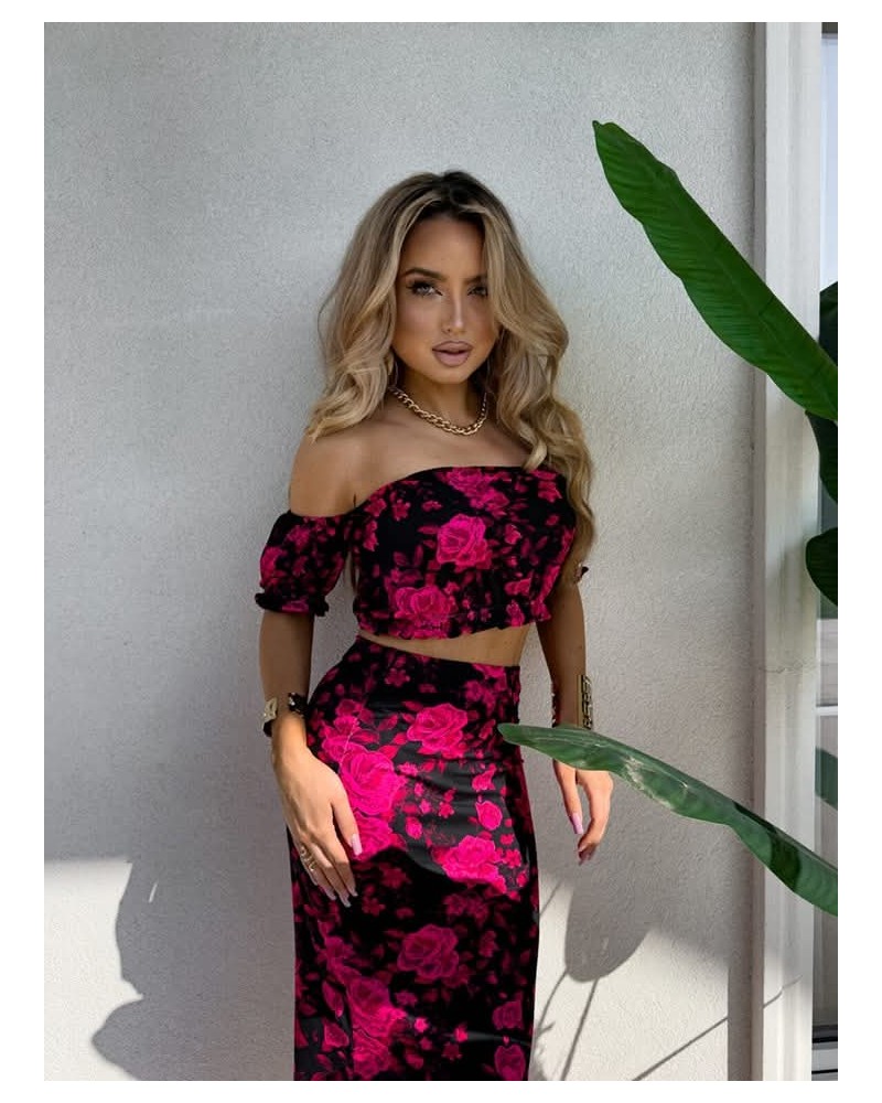 Komplet maxi BY ME czarny z różem