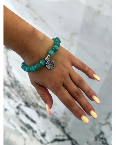 Bransoletka kocie oko By o la la...! turkusowa/srebrna kratka