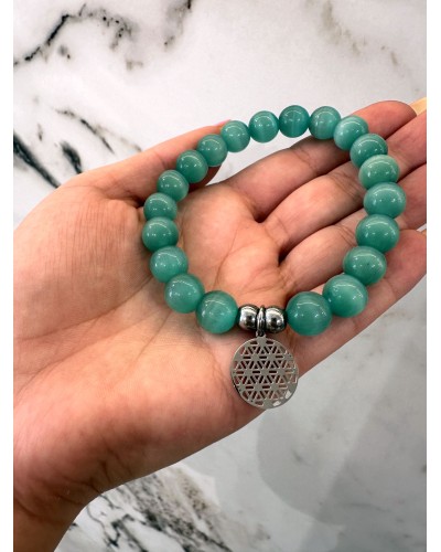 Bransoletka kocie oko By o la la...! turkusowa/srebrna kratka