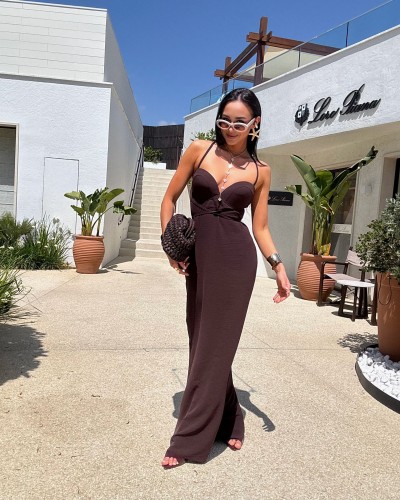 Sukienka maxi La Milla czekoladowa