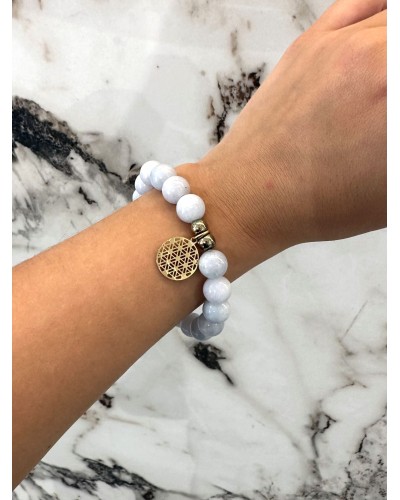 Bransoletka marmurek By o la la...! szara jasna/złota kratka