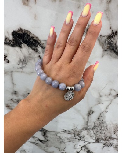 Bransoletka marmurek By o la la...! szara ciemna/srebrna kratka