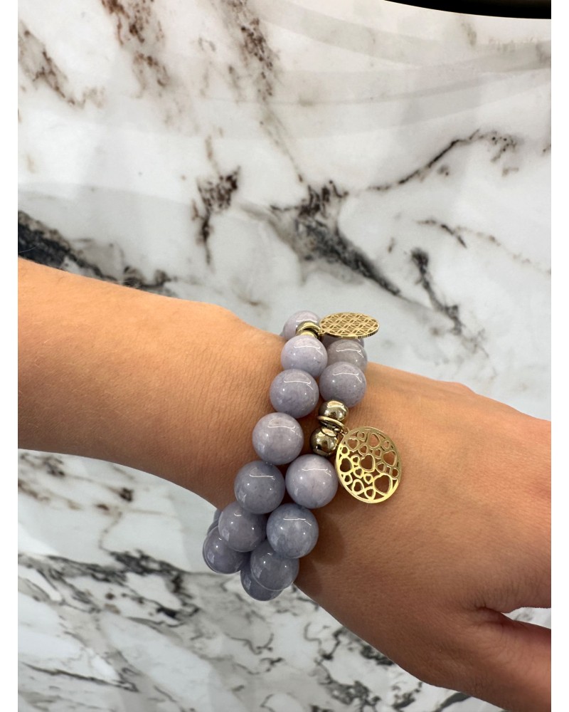 Bransoletka marmurek By o la la...! szara ciemna/złote serca