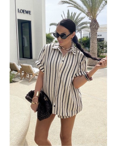 Komplet w paski La Milla biało czarny