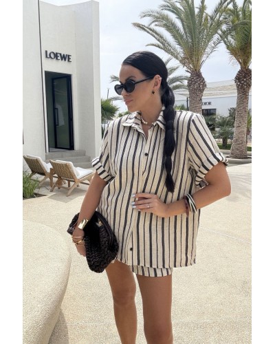 Komplet w paski La Milla biało czarny