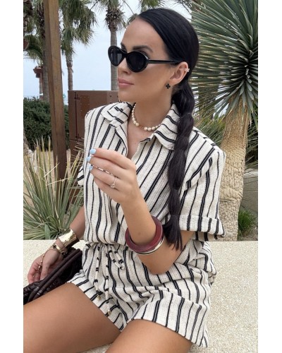 Komplet w paski La Milla biało czarny