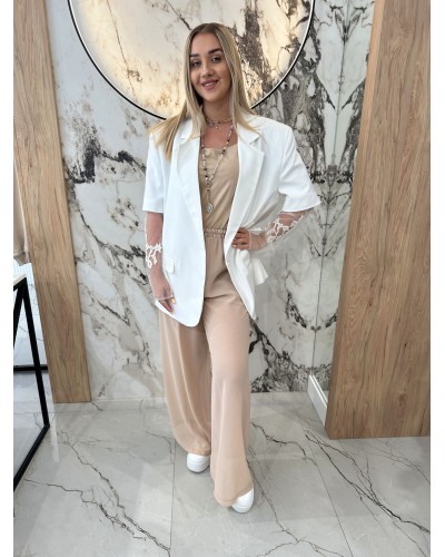 Spodnie z satynową gumką By o la la...! beżowe