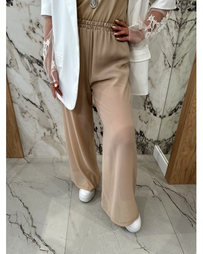 Spodnie z satynową gumką By o la la...! beżowe