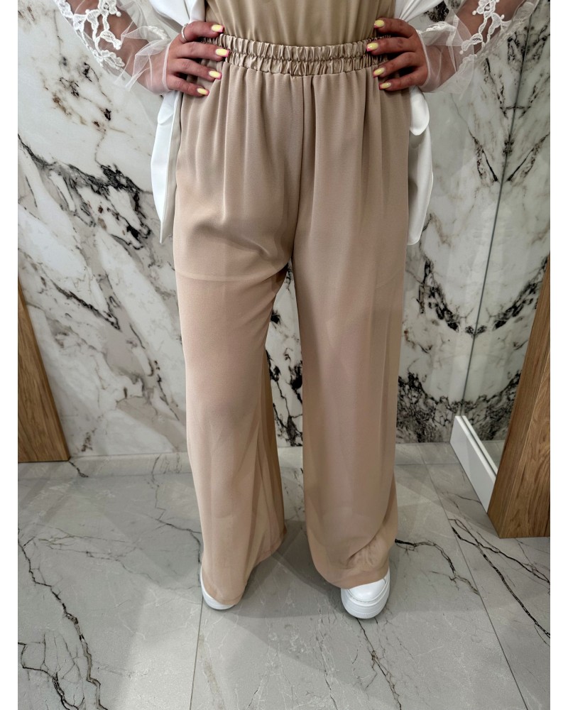 Spodnie z satynową gumką By o la la...! beżowe