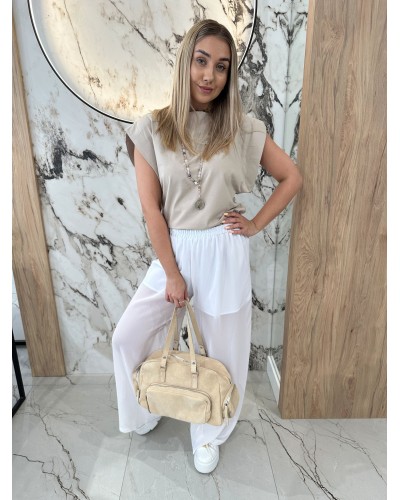 Spodnie z satynową gumką By o la la...! białe