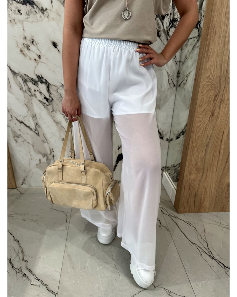 Spodnie z satynową gumką By o la la...! białe