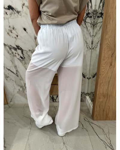 Spodnie z satynową gumką By o la la...! białe