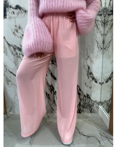 Spodnie z satynową gumką By o la la...! różowe