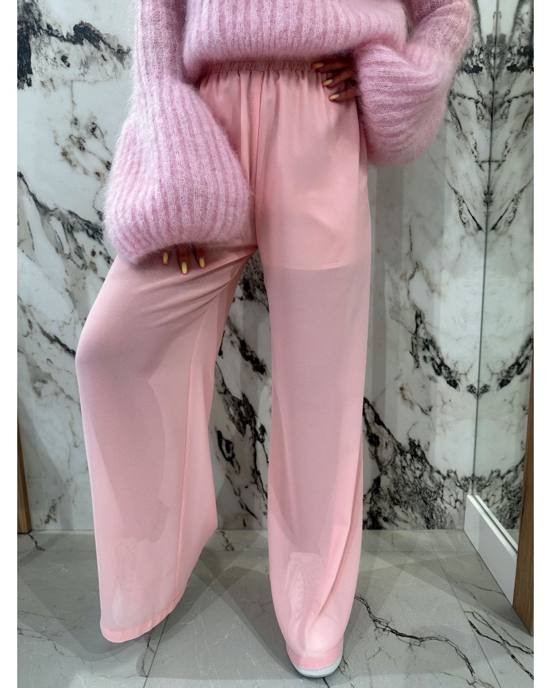 Spodnie z satynową gumką By o la la...! różowe