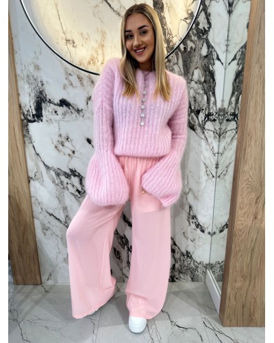 Spodnie z satynową gumką By o la la...! różowe