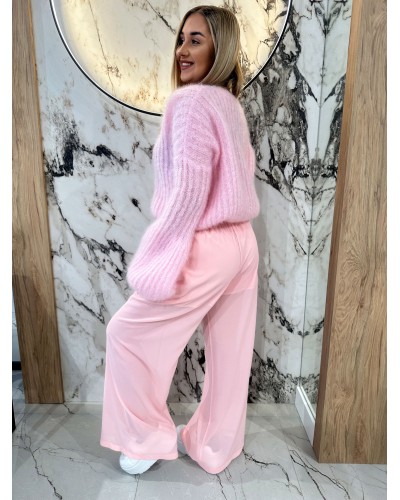 Spodnie z satynową gumką By o la la...! różowe