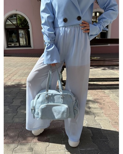 Spodnie z satynową gumką By o la la...! błękitne