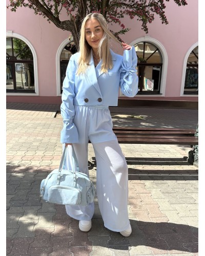 Spodnie z satynową gumką By o la la...! błękitne