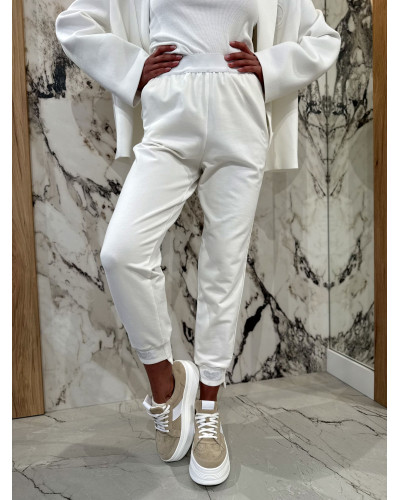 Spodnie dresowe serduszka By o la la...! śmietankowe