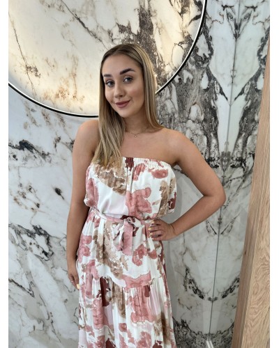 Sukienka hiszpanka długa By o la la...! różowo beżowa