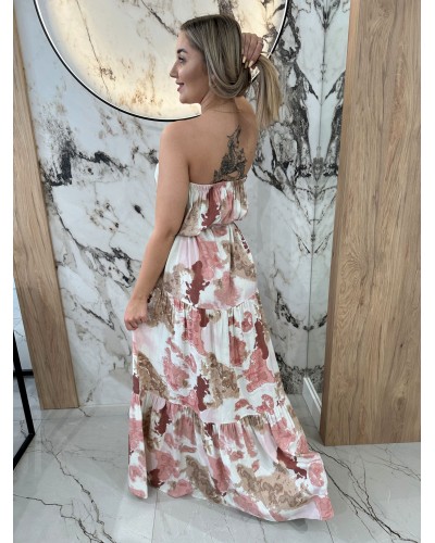 Sukienka hiszpanka długa By o la la...! różowo beżowa