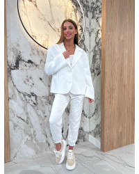 Spodnie dresowe serduszka By o la la...! śmietankowe