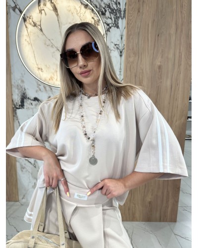 Komplet z plisowaną spódniczką By o la la...! beżowy