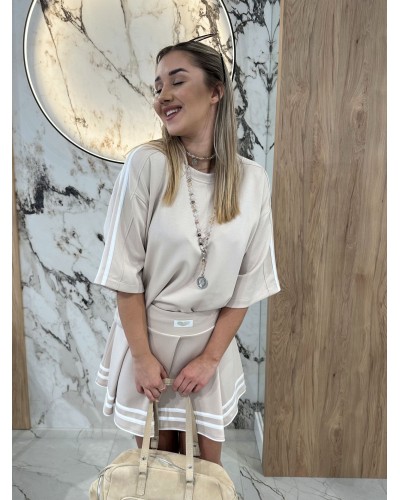 Komplet z plisowaną spódniczką By o la la...! beżowy