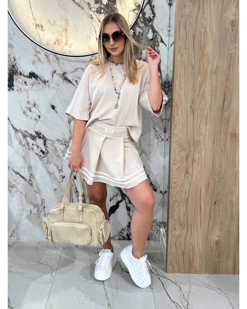 Komplet z plisowaną spódniczką By o la la...! beżowy