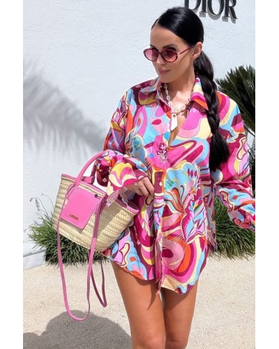 Komplet kolorowy koszula + spodenki La Milla ciemny multi kolor