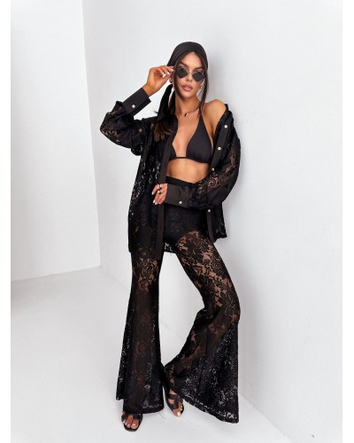 Spodnie koronkowe Nela czarne