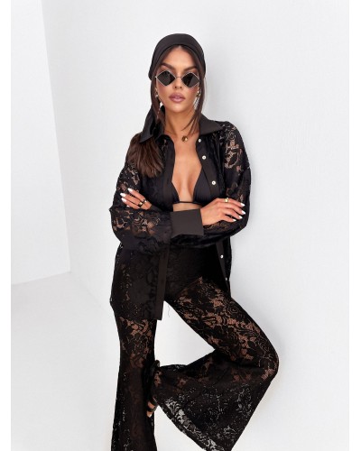Spodnie koronkowe Nela czarne