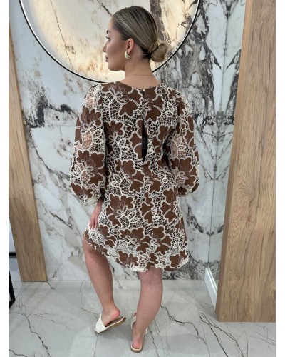Sukienka koronkowa By o la la...! brązowa