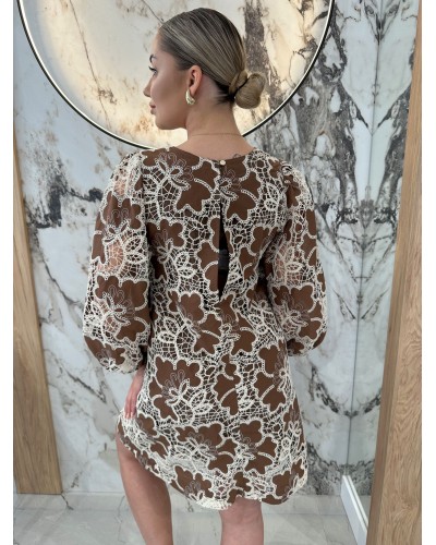 Sukienka koronkowa By o la la...! brązowa