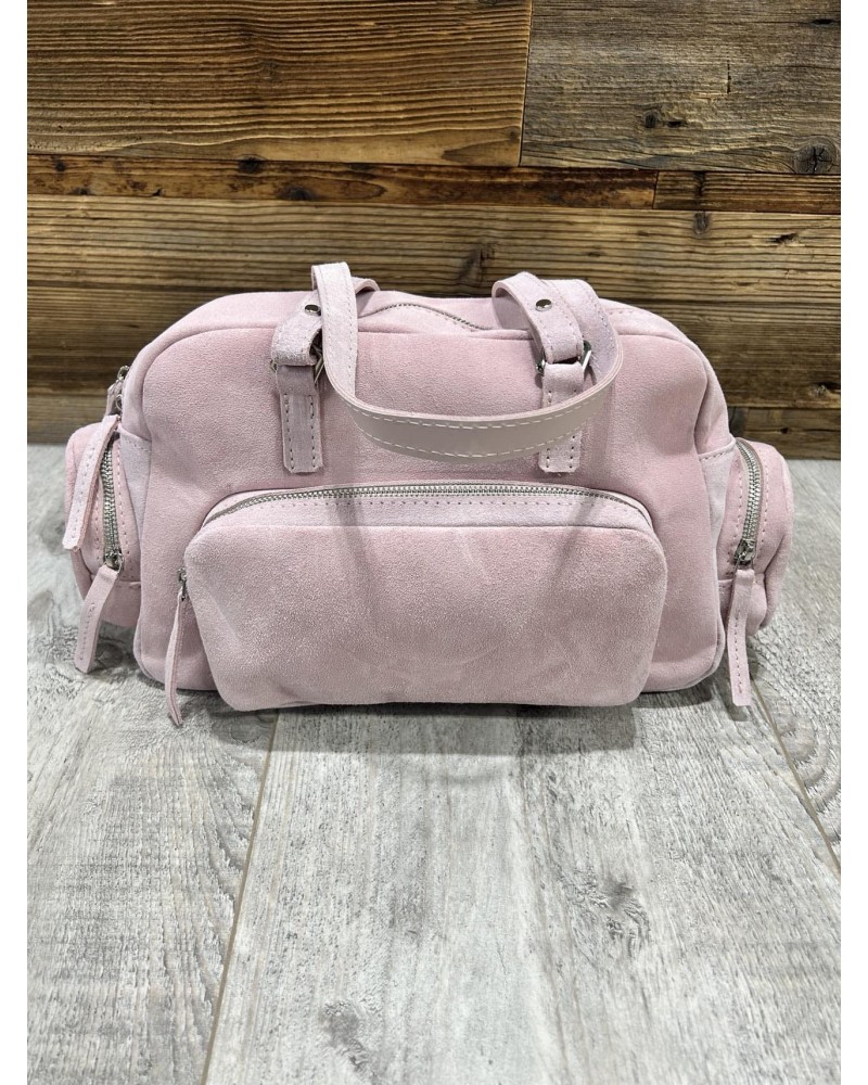 Torebka bagietka zamszowa By o la la...! pudrowy róż