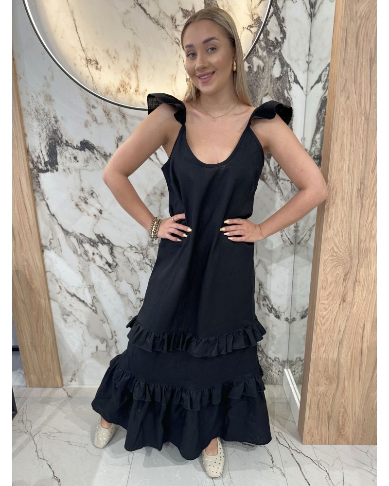 Sukienka maxi z falbanką By o la la...! czarna