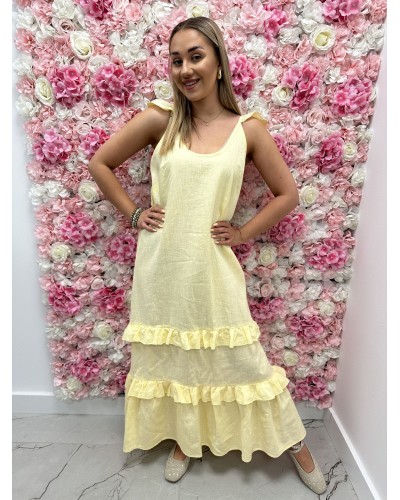 Sukienka maxi z falbanką By o la la...! żółta