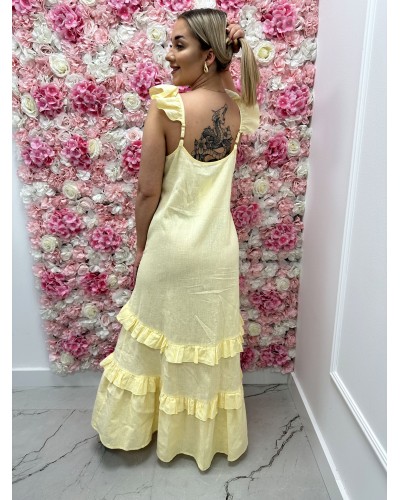 Sukienka maxi z falbanką By o la la...! żółta