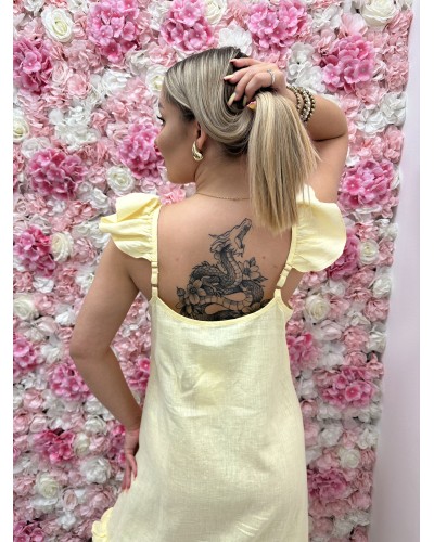 Sukienka maxi z falbanką By o la la...! żółta