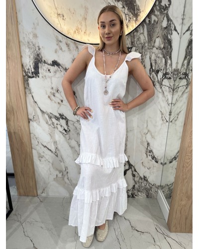 Sukienka maxi z falbanką By o la la...! biała